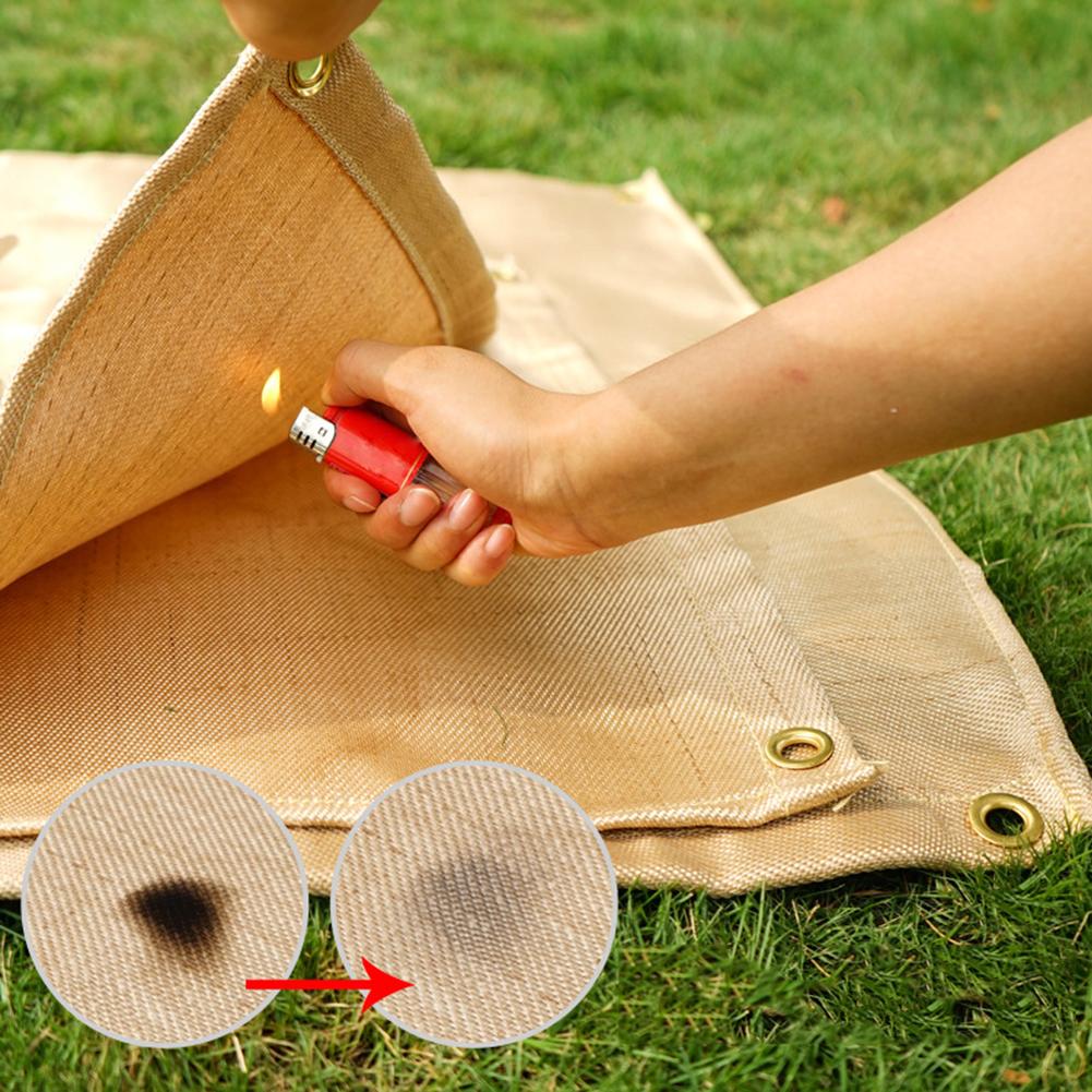 Camping Fireproof Grill Mat Cloth Flame Retardant Ember Mat Blanket with Storage Bag for Outdoors Picnic Barbecue Fireproof Mat
