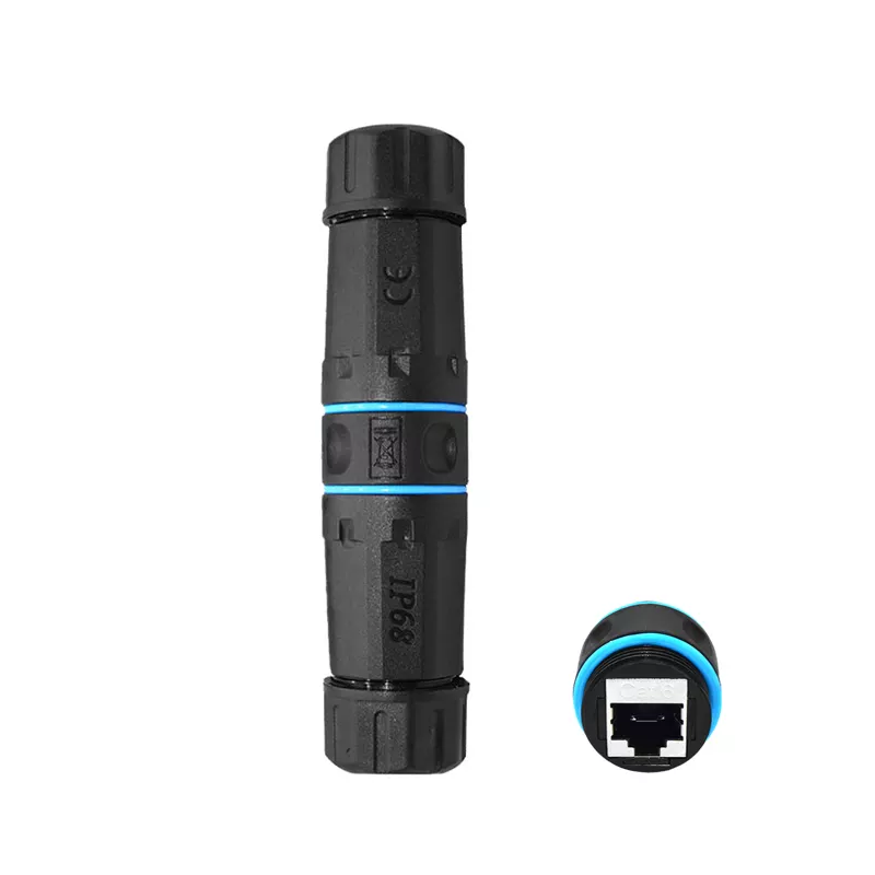 CAT6/CAT6A/CAT7 RJ45 waterdichte connector RJ45 Ethernet/netwerkconnector, rechtdoor breedband voor buiten: Blauw