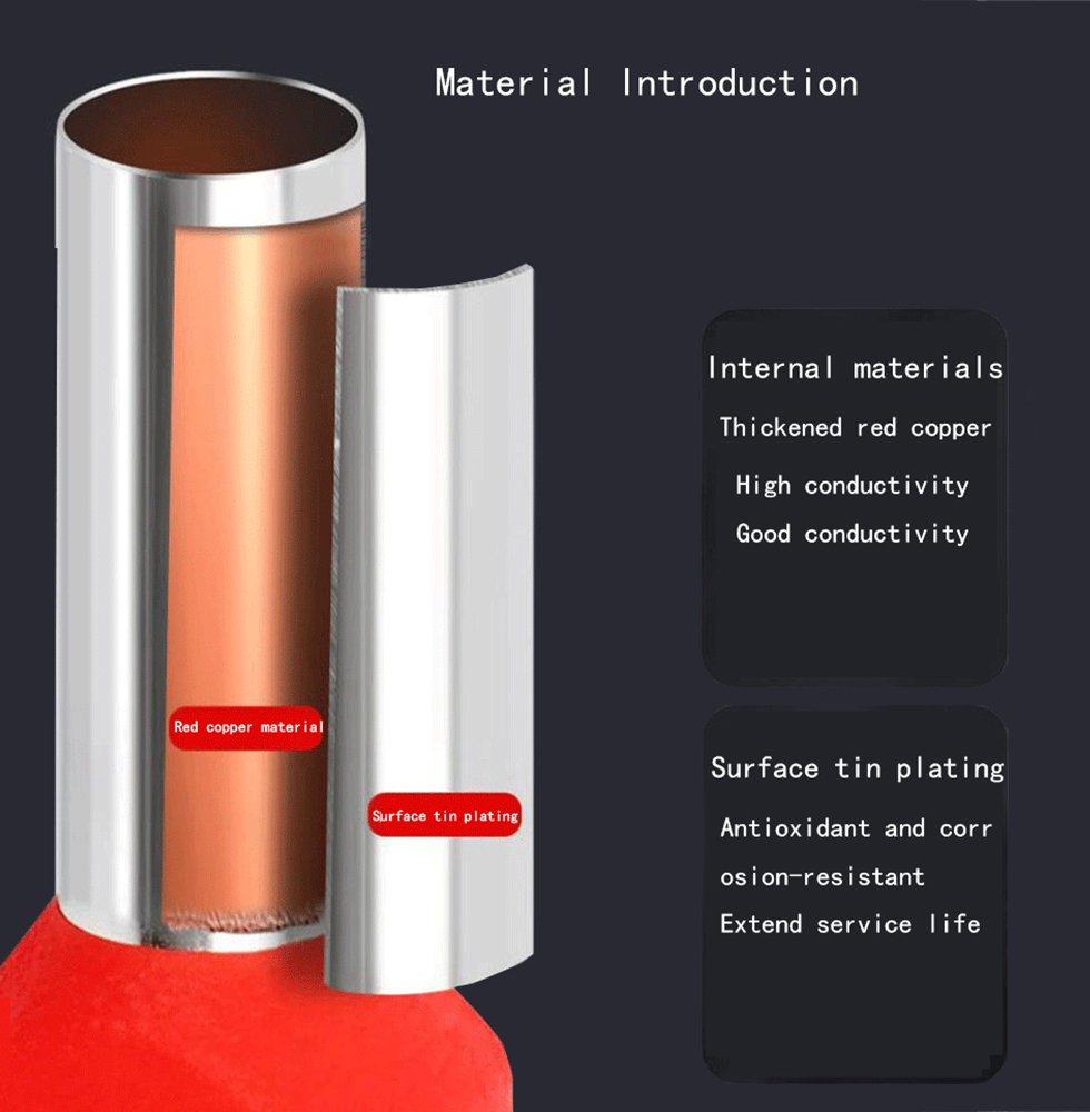 TE6014 bornes d'extrémité à double cordon isolées, combinaison de 6.0 mm2, connecteur de fil de câble, bornes pré-isolantes pour Tube Crewel, 50/100 pièces/paquet