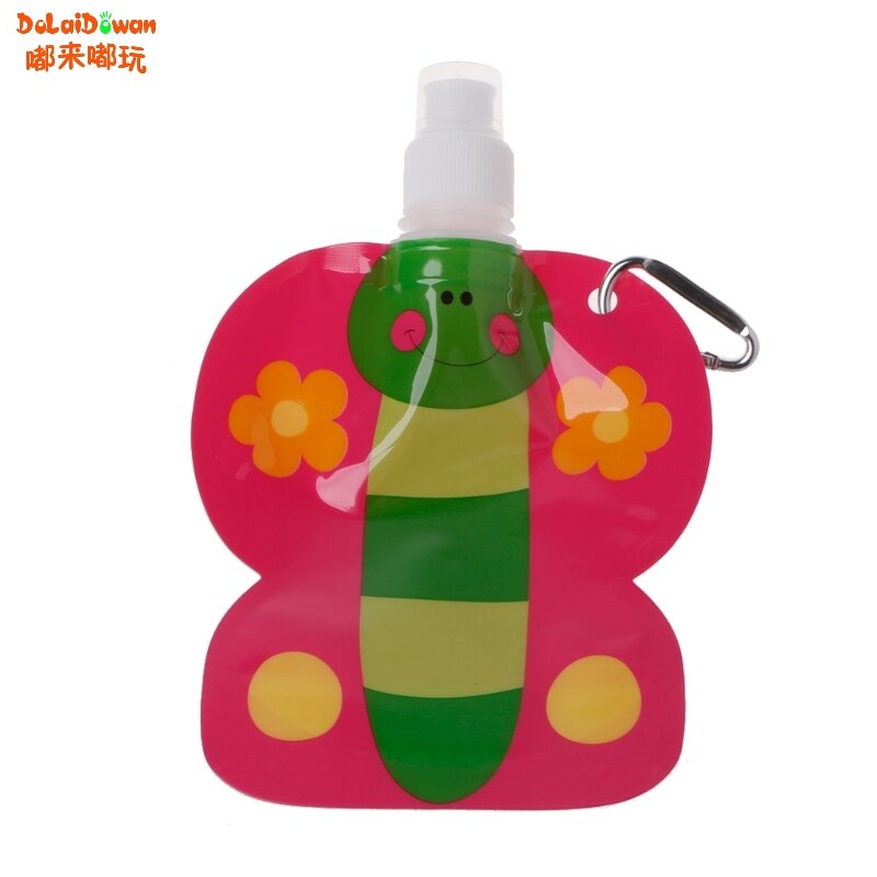 Bol de agua de dibujos animados plegable ecológico de 360ml, Bol de bebida de viaje seguro para niños