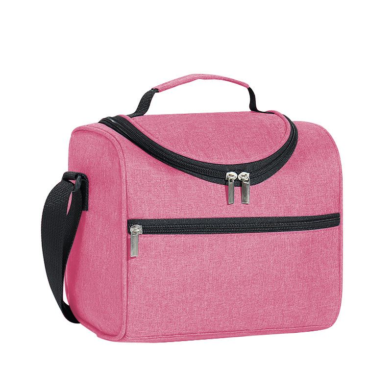 Large Capacity Square Thermal Lunch Bags Portable Cooler Bag Insulated Food Bags for Work School Picnic Bento Bags with Zipper: Beige