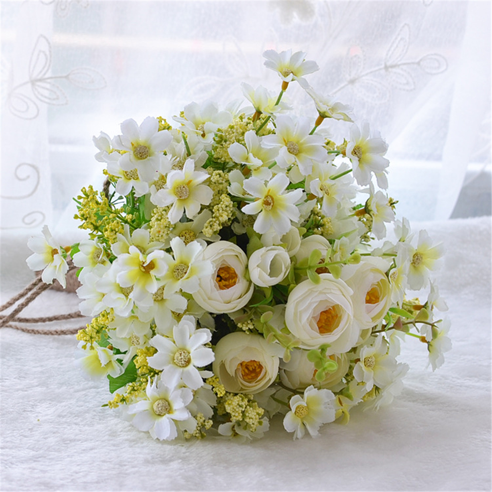 Idyllic wind holding flowers Flowers Wedding Bouquet Peony Rose Artificial Flowers Bouquet Champagne Mulit Color Vintage Bridal