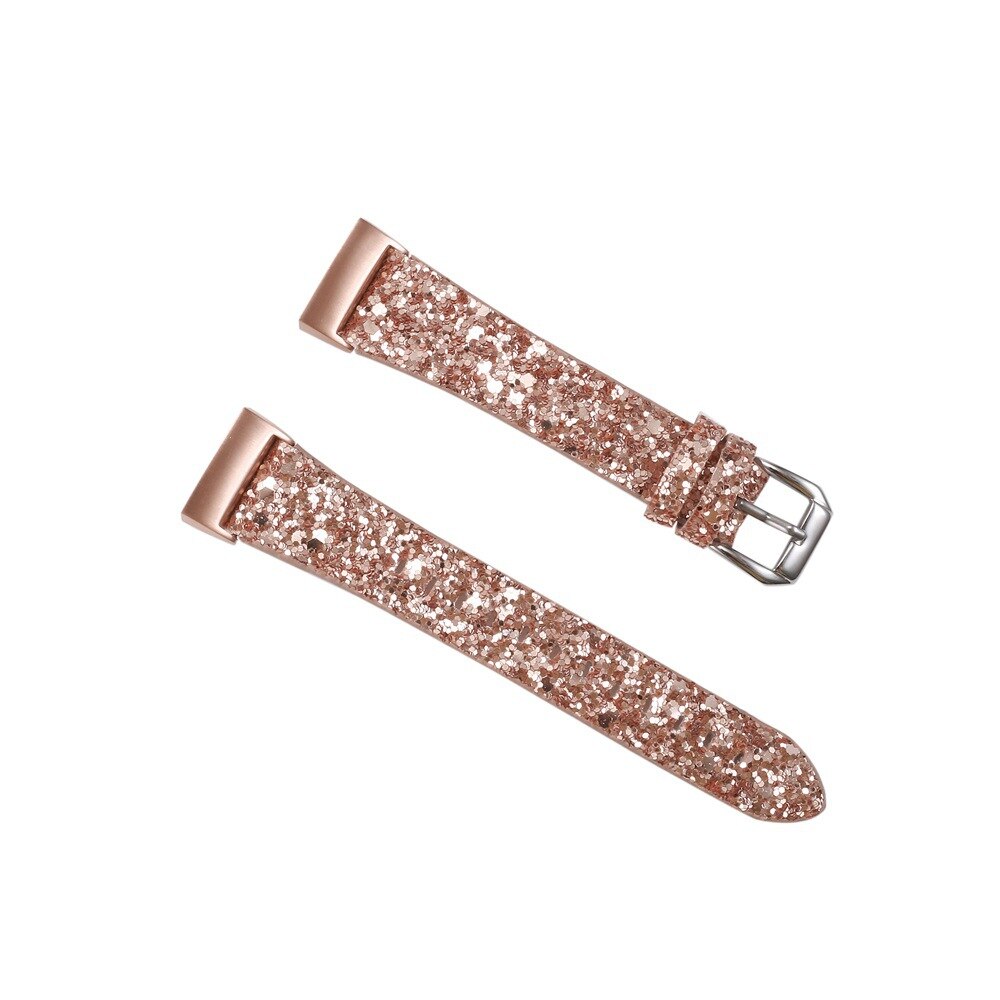 Leather Strap For Fitbit Charge 4 3 Smart Bracelet Band With Sequins Shining Straps For Fitbit Charge 3 4 Wristband: Rose gold