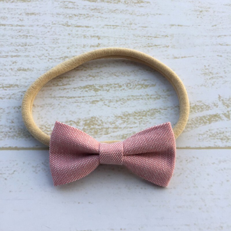 24 pçs/lote Mini Tecido Bow Headband Bebê Faixa de Cabelo de Nylon Macia Cabelo Accessroies