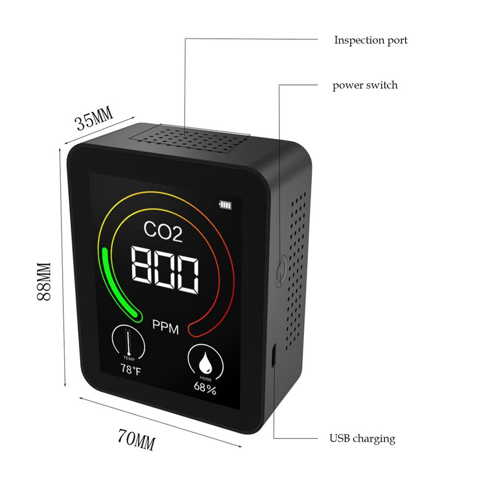 Detector de del aire CO2, termómetro, higrómetro, monitor de concentración de dióxido de carbono, fácil de llevar, pantalla a Color para sala de estar