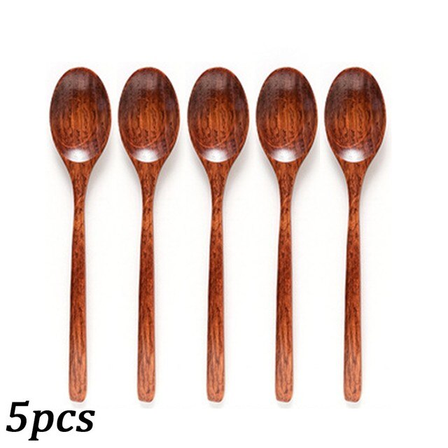 Wooden Long Handle Tableware Korean Kitchen Utensil Soup Spoon Mixing Spoons Teaspoons Cooking Utensils Portable Tableware: A
