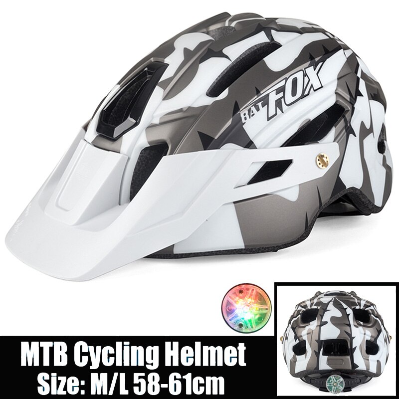 BATFOX Bicycle Helmet Chameleon Gradient Color Riding Mountain Bike Cycling Helmet Skateboard Helmet Safety Helmet: M279-White
