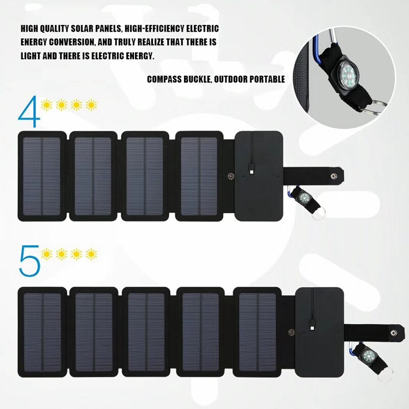 Power Folding Solar Cells Charger Outdoor 5V USB Output Devices Portable Solar Panels for Phone Charging