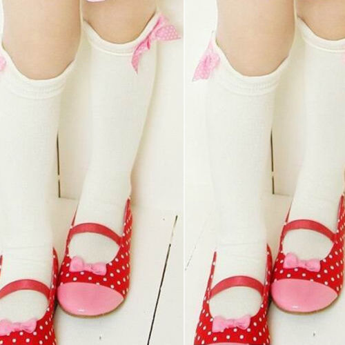 Lovely Girls Kids Toddler Bow Knee High Socks Colours Silk Bow 1 to 8 years