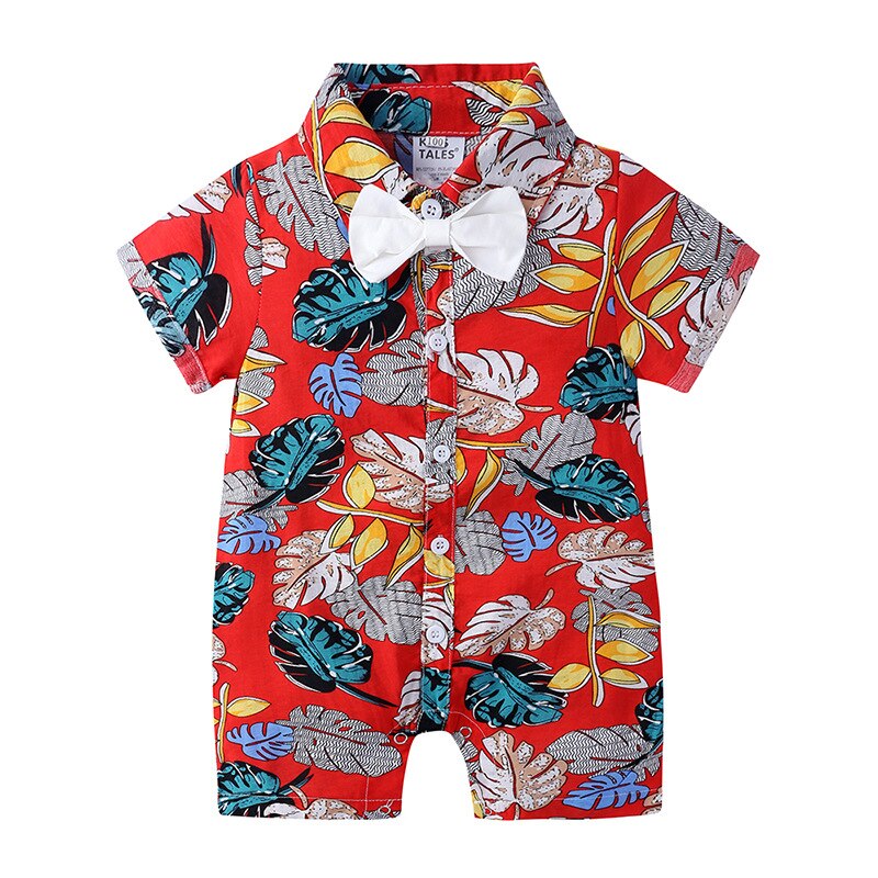 Een Stuk Kleding Baby Baby Boy Korte Mouw Romper Jumpsuit Bloemen Een Stuk Bodysuit Shirt Hawaiian Outfits: B / 18m