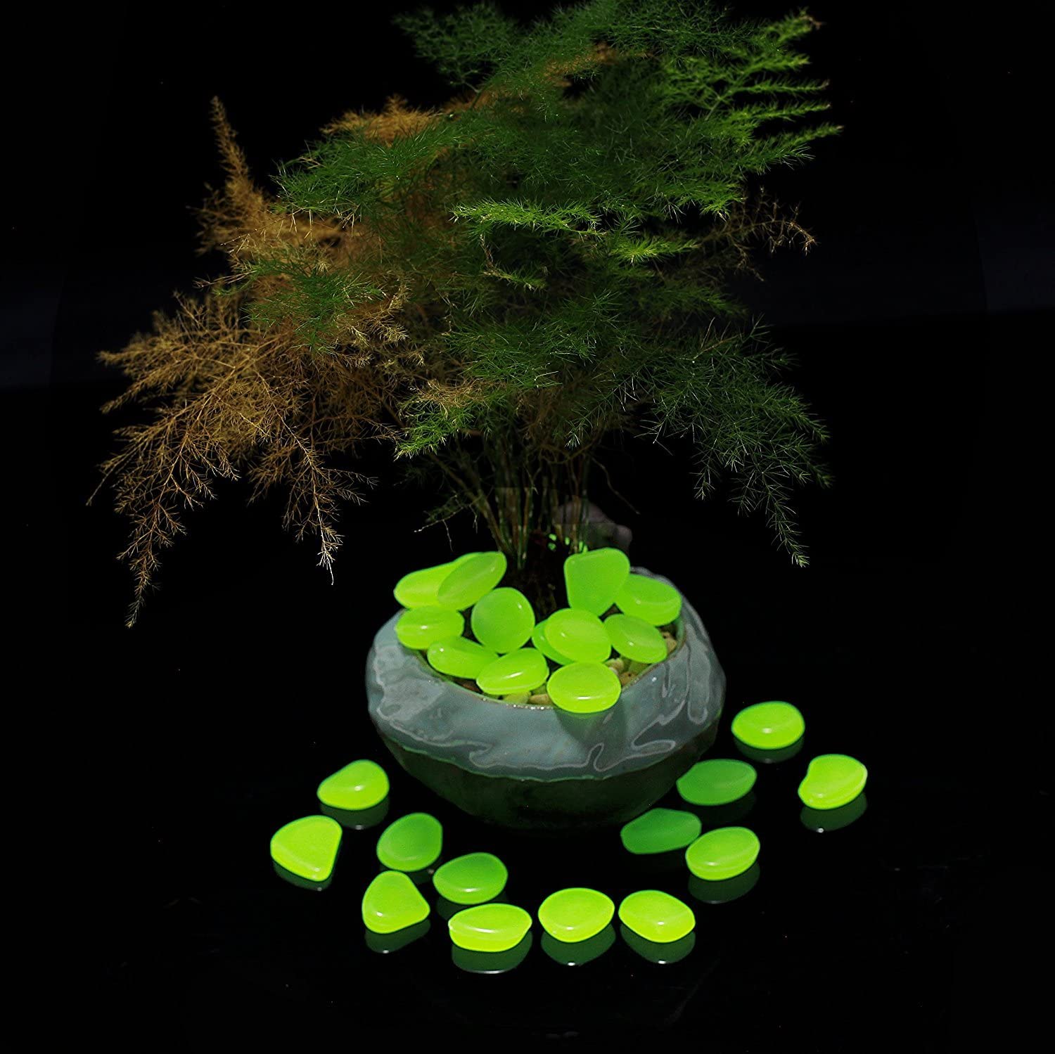 Pierres de gravier décoratives pour aquarium, 50 pièces, Style Chic, brille dans la nuit, rochers de jardin, pour allée, cour, bricolage
