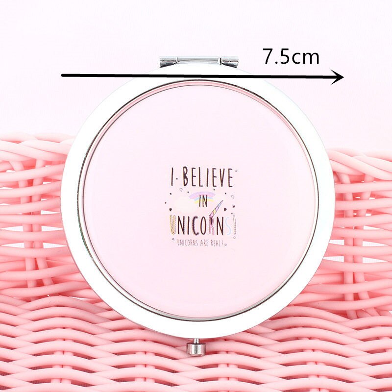Mini tosidet spejllomme rundt spejl bærbart rensdyr flamingo spejl forfængelighedsspejl vintage makeup værktøj rejsetilbehør
