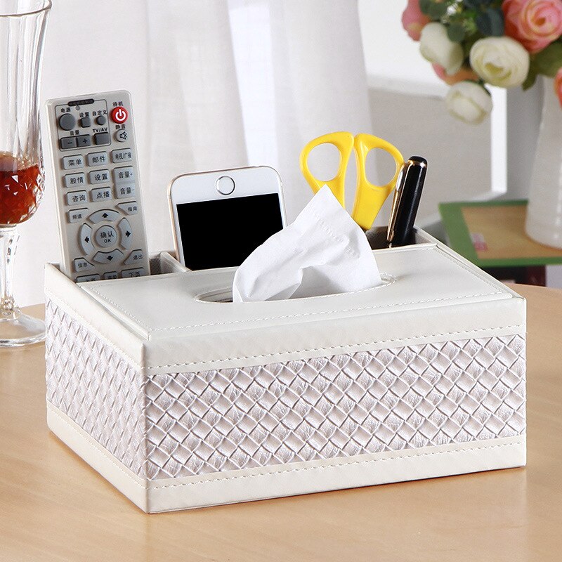 European multifunctional tissue box carton household cute storage box tissue box living room wood remote control: 4