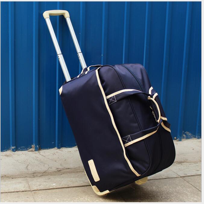 Large Capacity nylon Cloth Waterproof Maletas De Viaje Con Ruedas Envio Suitcases Luggage Set Rolling Travel Bag Fixed Casters: dark blue