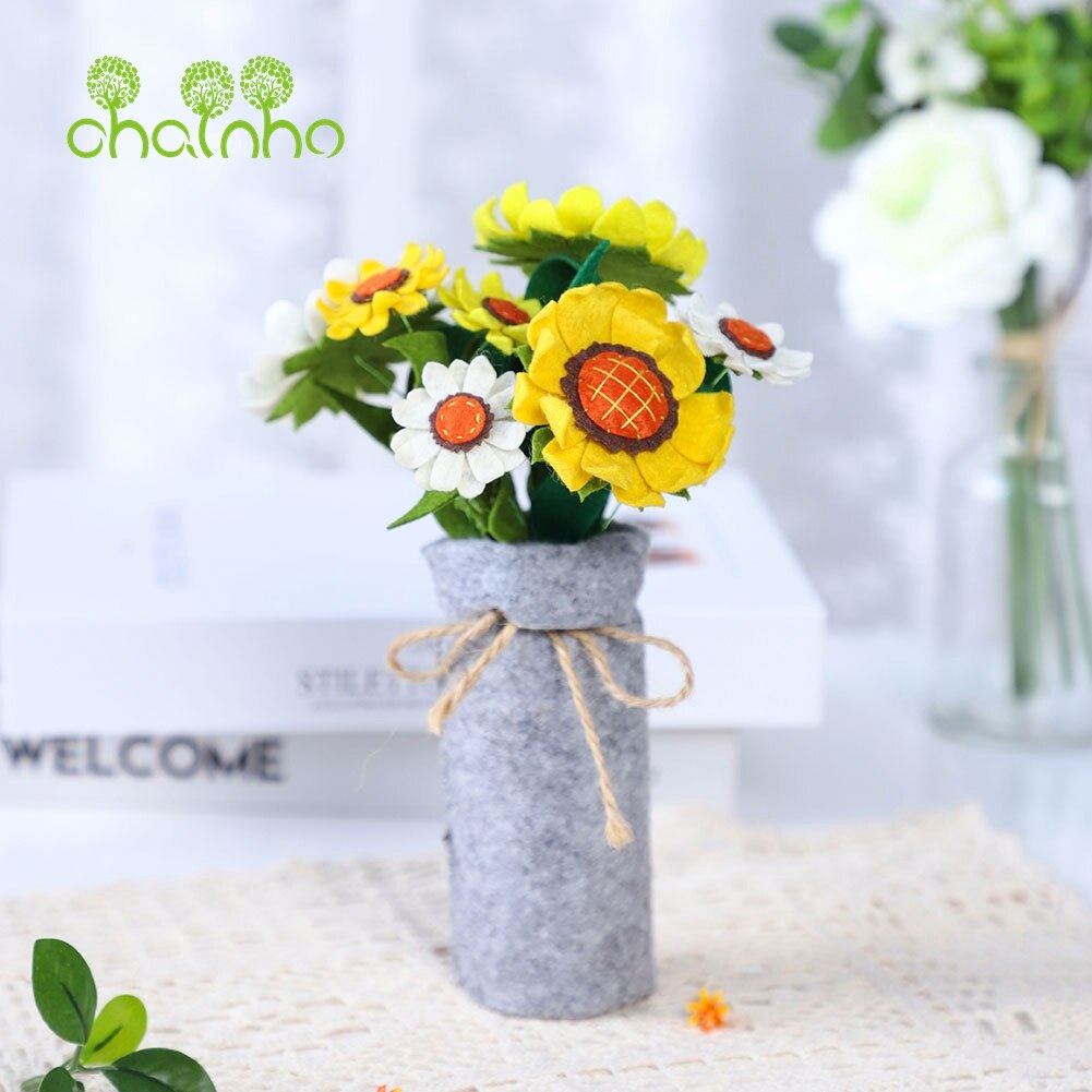 Chainho,DIY Handmade Non-woven Material Set Bag,Pre-Cut,None-Finished Item,Simulation Floral With Vase Series,6 Designs