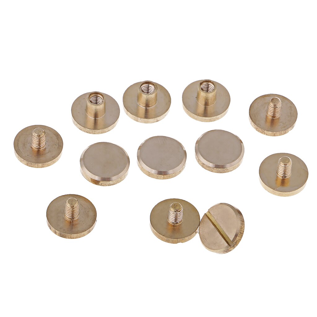 6 Sets Massief Messing Platte Ronde Kop Stud Lederen Craft Chicago Schroeven