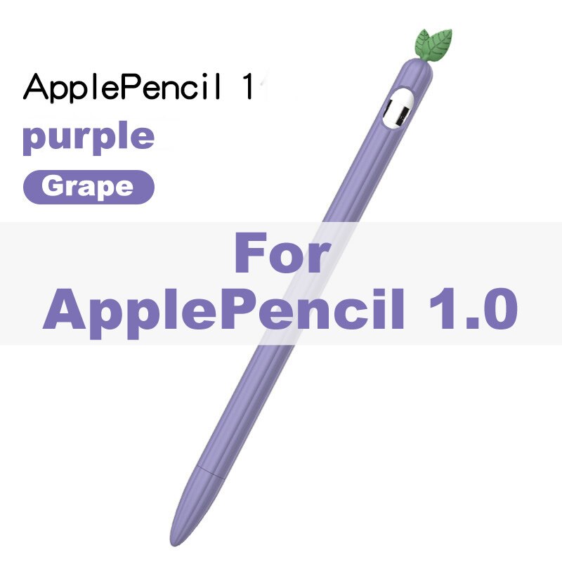 Anti-Scratch Case for Apple Pencil 1/2 Cartoon Fruit Silicone Protective Cover Pouch Cap Holder Stylus for iPad Pen Pencil: Purple Pencil 1