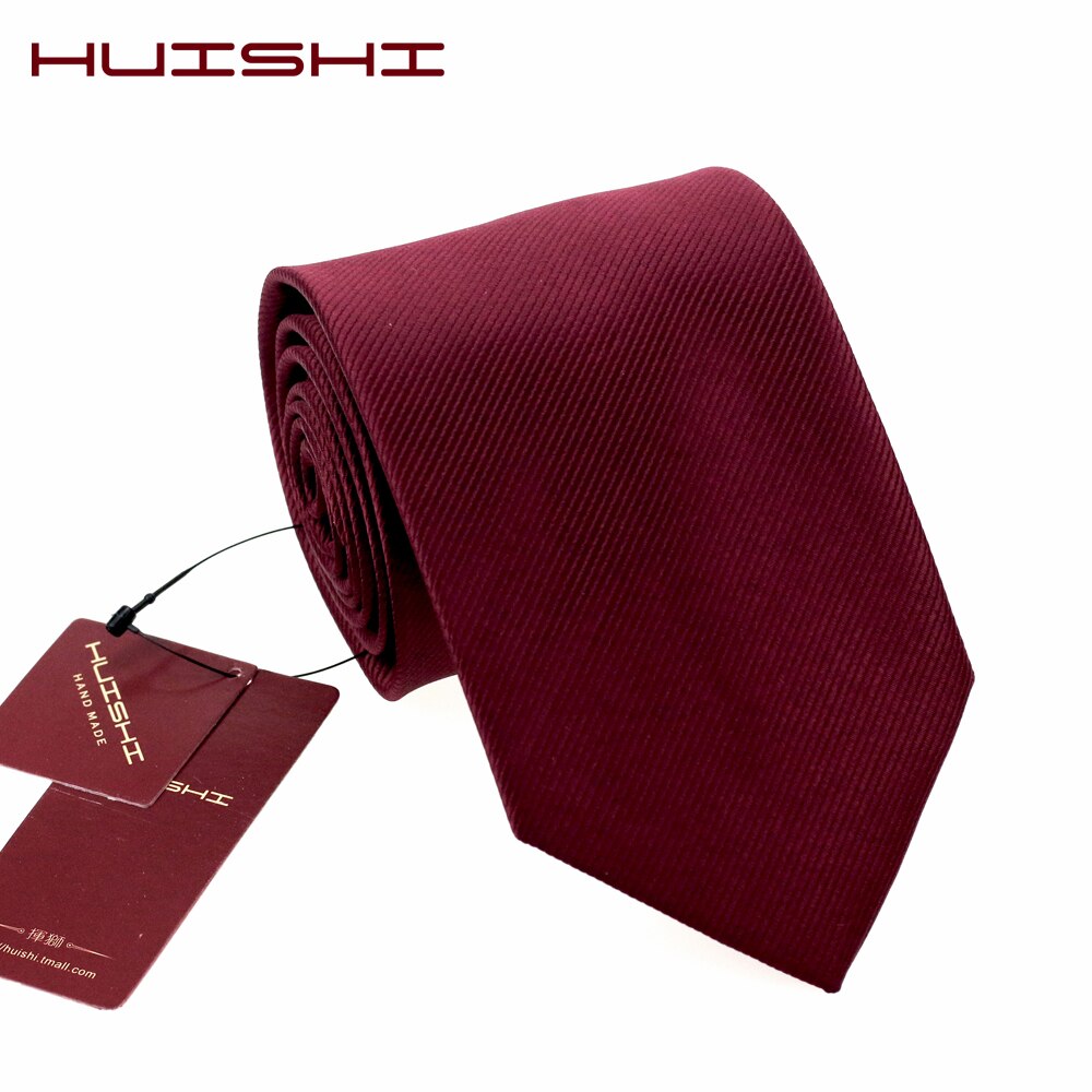 Huishi 6cm og 8cm ensfarvet vin herre smal vandtæt vin slips jacquard vævet forretning bryllup slips til mand slips