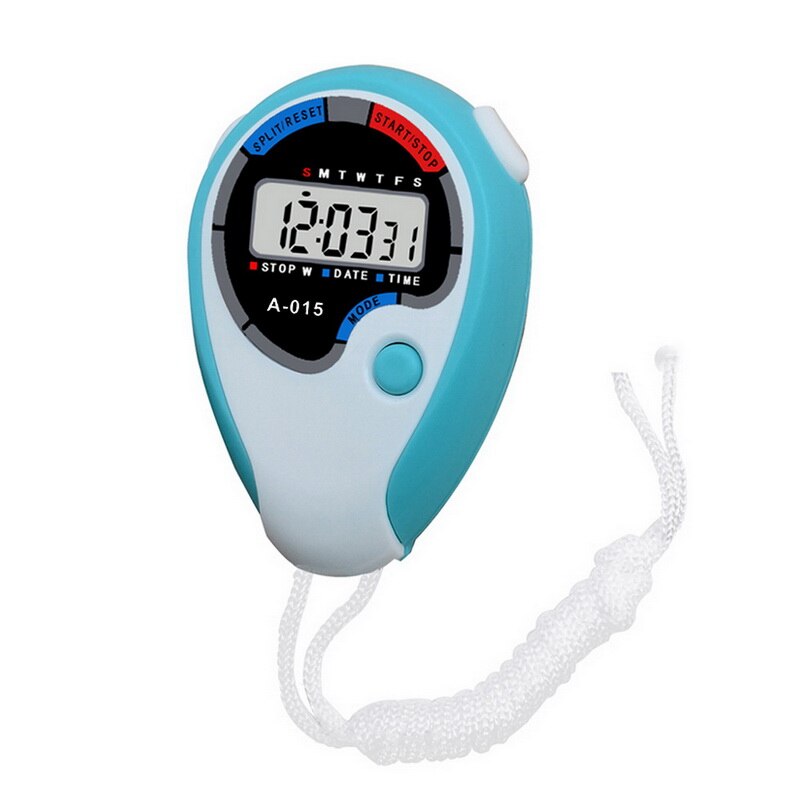 Multifunctionele Atletiek Concurrentie Stopwatch Scheidsrechter Training Running Fitness Student Timer Elektronische Stop Horloge: white light blue