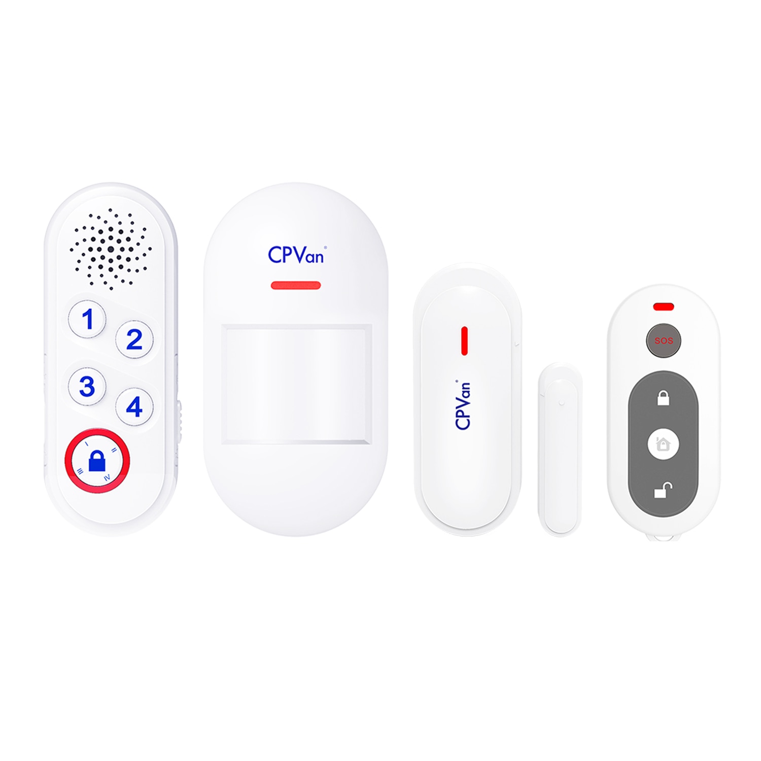 CPVan Wireless Security Alarm System Kits 4 in 1 PIR Motion Detector /Alarm Host /Window Door Sensor /remote Controller