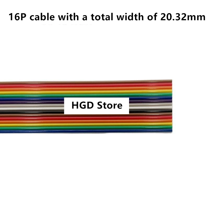 1m färgade bandkabelavstånd 1.27mm regnbågsfärgade dupont-trådar idc-anslutningskabel 6/8/9/10/12/16/20/40/50/60-64p: Guld-