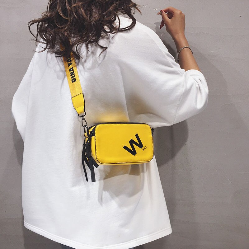 Vrouwen Schouder Messenger Bag Brief Print Mode Pu Leer Toevallige Crossbody Tassen Kleine Evening Clutch Purse Wit Handtassen: YELLOW