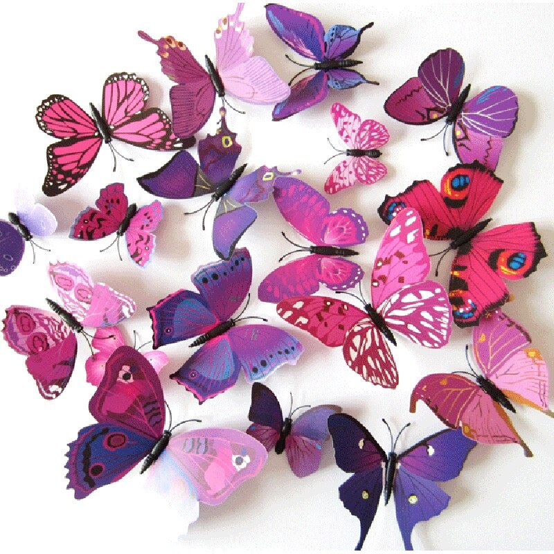 12pcs/ Set 3D Three-Dimensional Pvc Simulation Butterfly Home Decoration Wall Stickers Refrigerator Stickers
