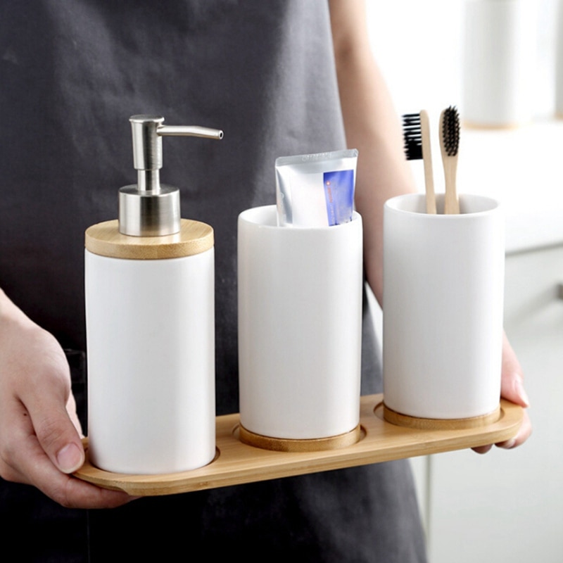 Bambus Salt & Peber Bøsse Holder - Klassisk Øko Køkken Opbevaring Display Bakke