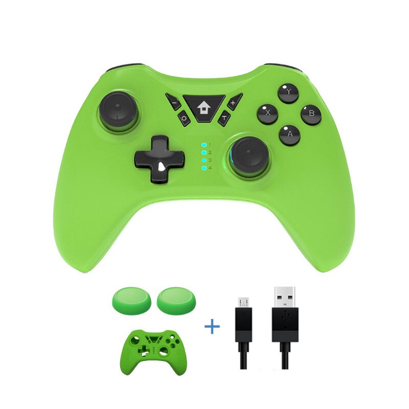 Wireless blue tooth game Controller Joystick Gamepad For Switch Pro/PC Wireless Joystick With Silicone Case: green black button