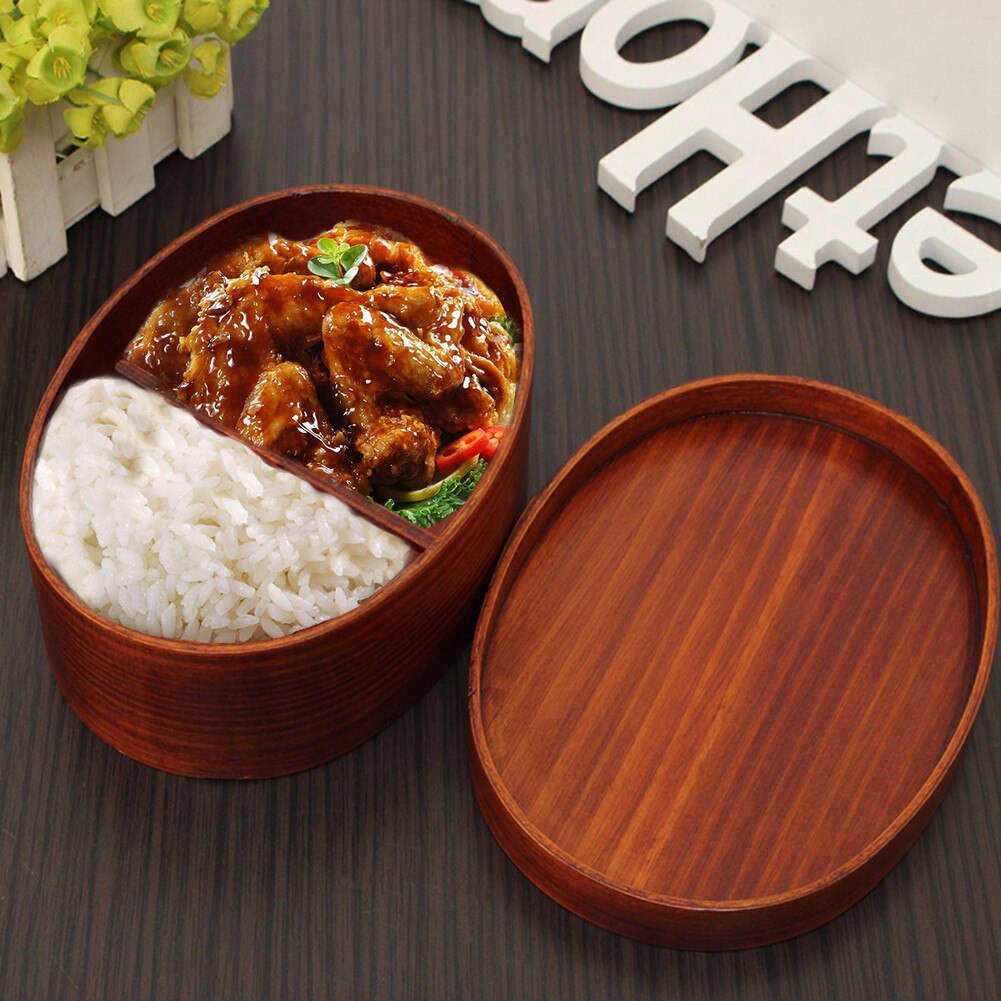 Wooden Lunch Box Japanese Bento Box Portable Eco-friendly Lunch Box For School Kids Office Worker: B
