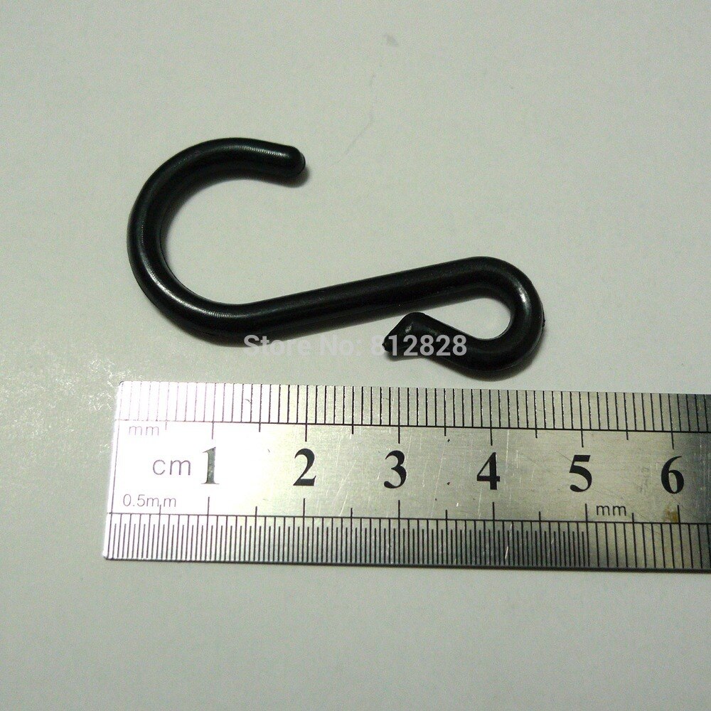 200 stks Zwart Plastic S Vorm Haken Hanger