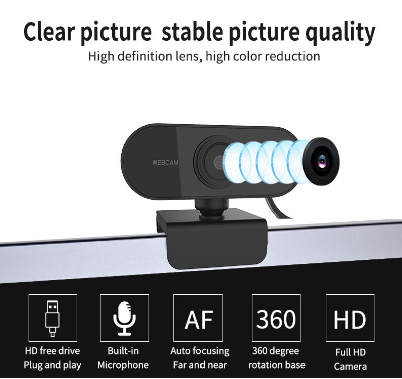 HD 1080P da Webcam Autofocus Câmera Web Com Microfone Da Conferência de Vídeo Ao Vivo de Trabalho USB Cam Para PC Computador Portátil