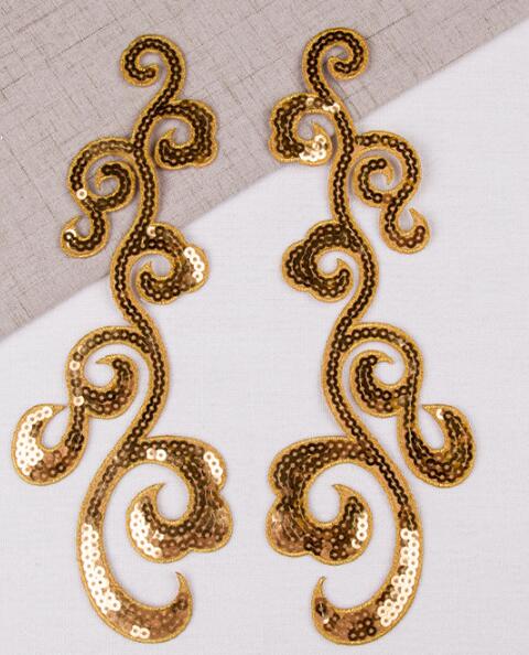 1 spiegelpaar goud zilver opstrijkbare barokke kledingstukken kant applique bloem bloemenmotief Venise Venetië kant applique DIY accessoire: Antiek koper