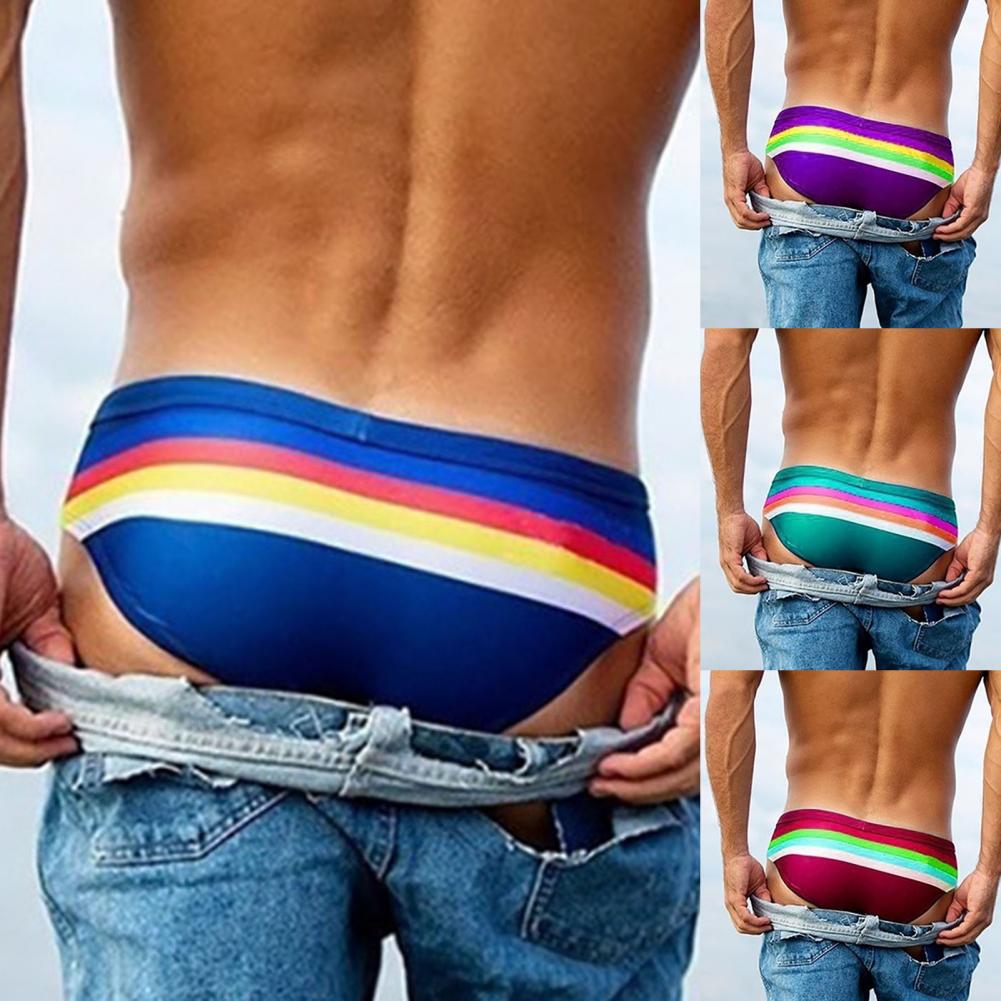 Chic Male Striped Pattern Swimming Briefs Swimming Briefs Lightweight Comfy