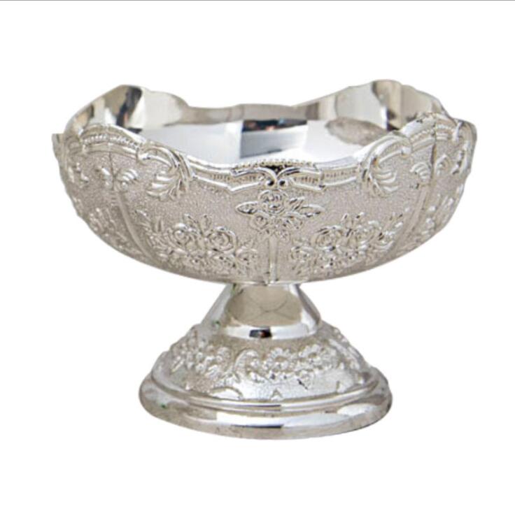 Platos de Metal para aperitivos, plato de postre, color caramelo, para decoración de mesa, Plata pequeña, Europa
