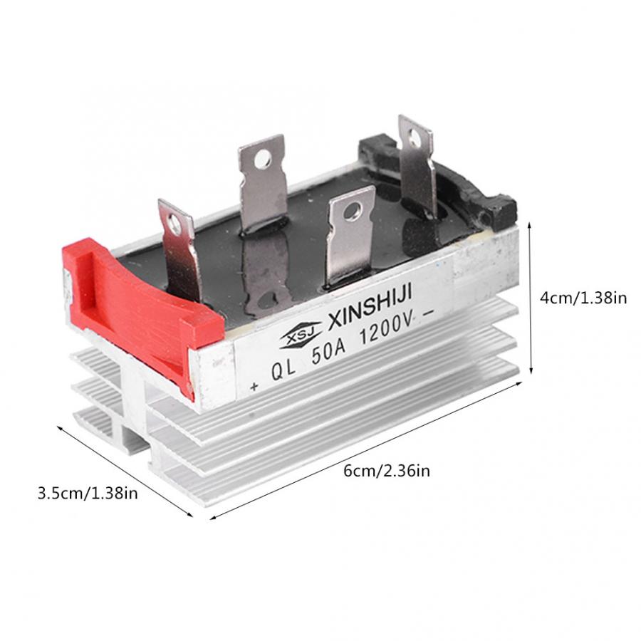 2 Phase Diode Bridge Rectifier 50A 1200V Full Bridge Rectifier with Aluminum Case Heat Sink Diode Bridge Control