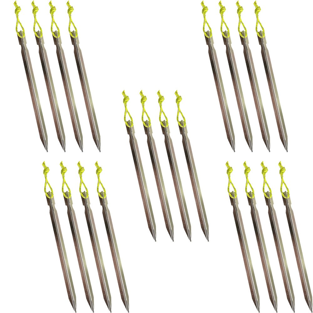 18cm Aluminument Tent Pegs Nails with Rope Stake Camping Hiking Equipment Outdoor Traveling Tent Sand Ground Accessories: Silver 20 pieces