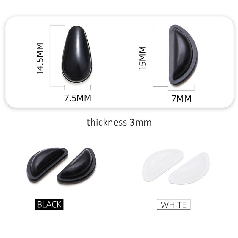 Almohadillas de silicona antideslizantes para nariz, almohadilla de nariz para lentes adhesivas, antideslizantes, en blanco y negro, accesorios para gafas, 10/20 Uds.