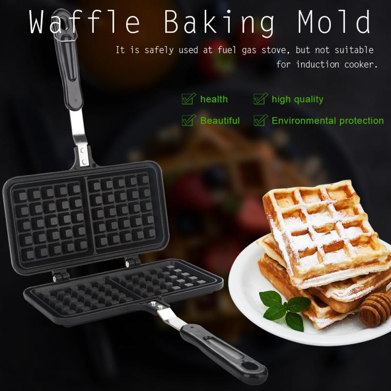 Dubbla huvud hushålls kök gas non-stick våffel maker form form mögel press tallrik ägg bubbla bakverktyg