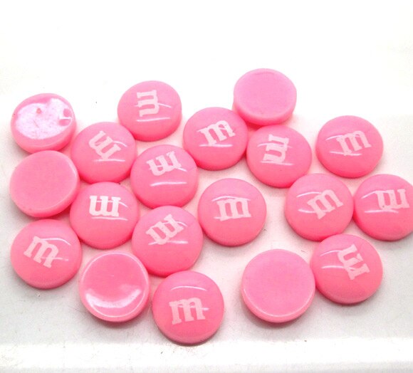 50Pcs 14mm Mixed Resin Decoration Crafts Letter M Bead Flatback Cabochon Scrapbook DIY Accessories Buttons: Pink