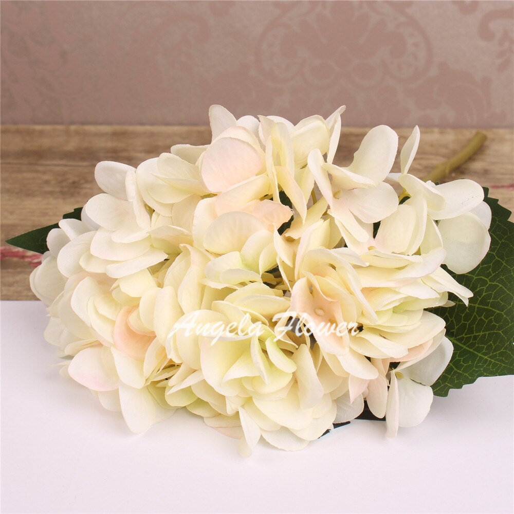 Hei -q 1 stk 46cm kunstige blomster hortensia blomster 7 farger hjemmedekorasjoner for bryllupsfest fotografering: B hvit