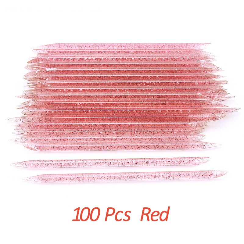 20/50/100 Pcs/Lot bâton d'ongle en cristal Double face cuticule poussoir outils de suppression réutilisable coloré bâton Nail Art soin manucure ensemble: Rouge