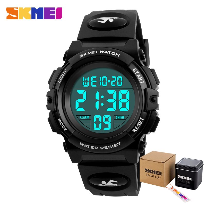 Kinder Kinder Uhren SKMEI Outdoor Sport Digital Uhr Wasserdicht 50M Kinder Jungen Armbanduhren 1258: Black-small 1266-box