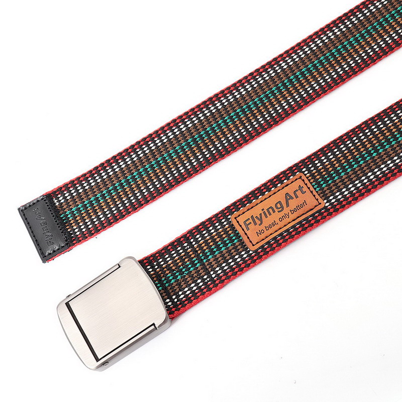 Ceintures avec boucle coulissante en métal coloré pour hommes, sangle de taille en toile respirante, accessoires pour Jeans, Cowboy, loisirs de rue, unisexe
