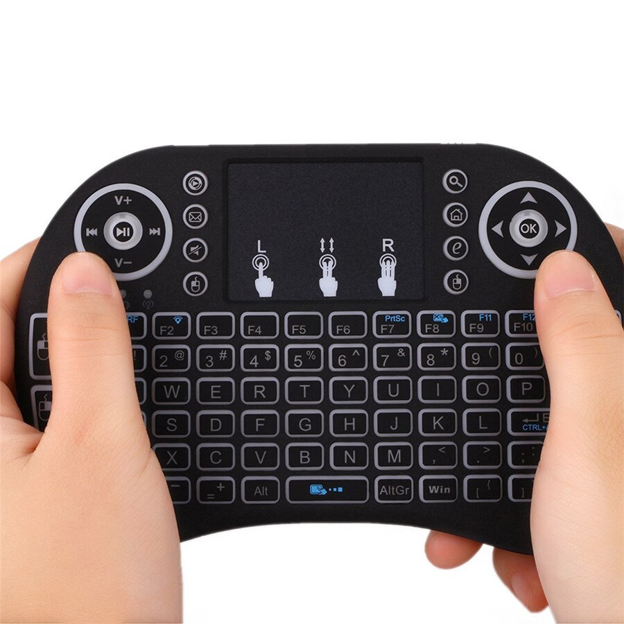 Backlight I8 Engels Russische 2.4Ghz Mini Wireless Keyboard Air Mouse Control Touchpad Verlicht Toetsenbord Voor Android Tv Box