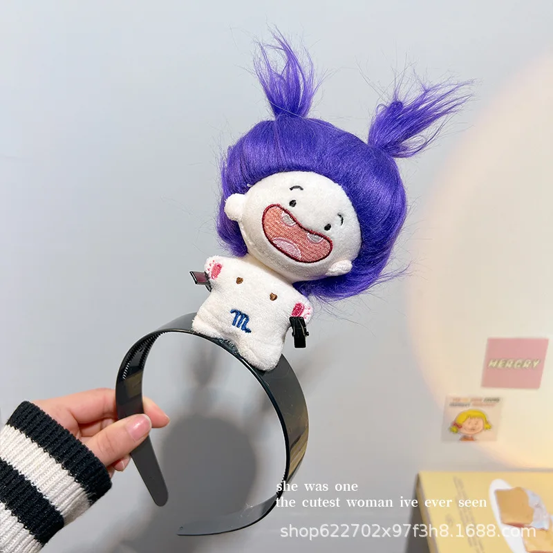 Diadema de capibara de dibujos animados divertidos, diademas de muñecos de peluche feos, herramienta de fijación de peinado, diadema para mujer, accesorios para el cabello: Lavanda