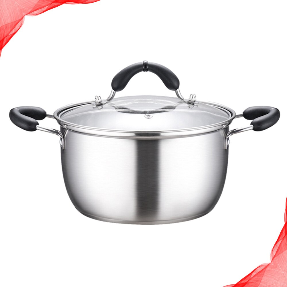 20cm Stainless Steel Stockpot Multi-layer Double Bottom Soup Pot Multi-Function Steamed Pot Cookware Pot Cooking (Silver,