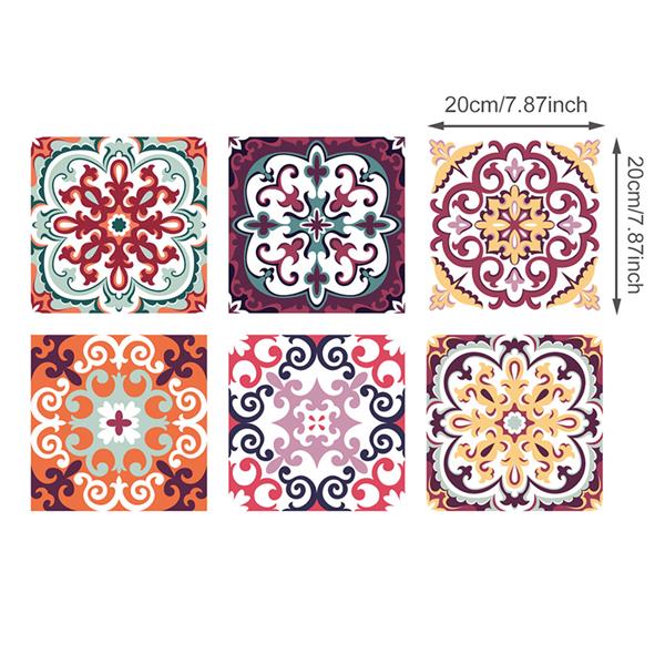 Marockansk stil färgglada retro blommor mönster kakel golv väggdekal 20*20cm*6 st kök trappa toalett affisch vinyl konstdekal: Design 2