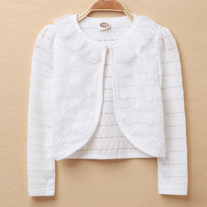 2022 Baby Girls Outerwear 100 Cotton White Baby Girl Jacket Cardigan Sweater For 12 &amp; 24 Month Baby Girls Clothes AKC165004: white / 12M