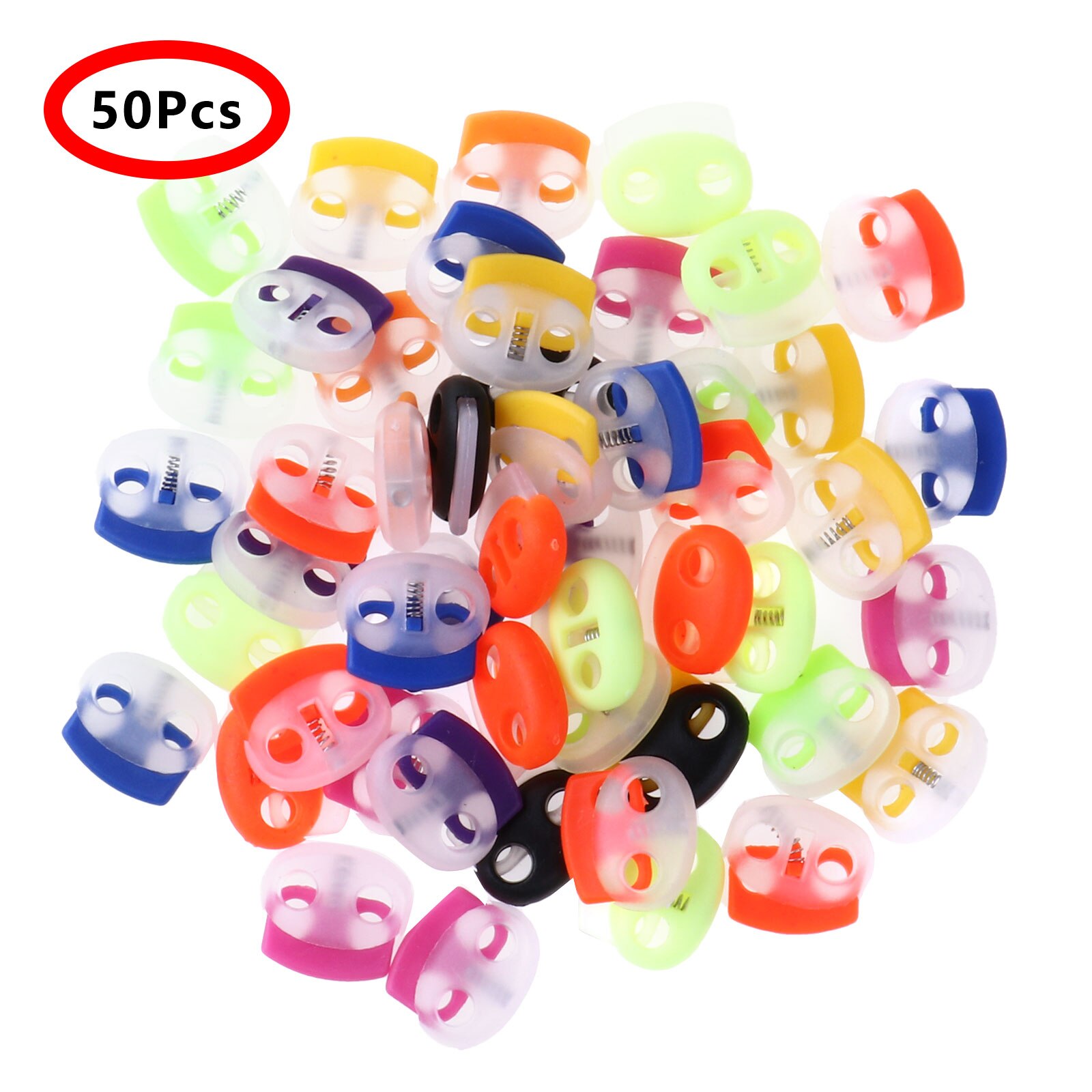 Paracord Accessories Plastic Cord Lock Stoppers Double Hole Lanyard Rope Ends Toggles DIY Shoelace Clothing Strap Fastener Locks: Mixed Color